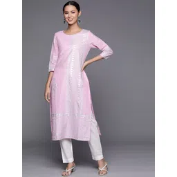 Varanga Women Pink Ethnic Motifs Printed Chikankari Kurta-picture-39