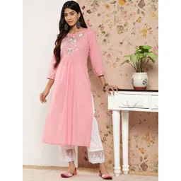 Varanga Women Pink Floral Yoke Design Kurta-picture-17