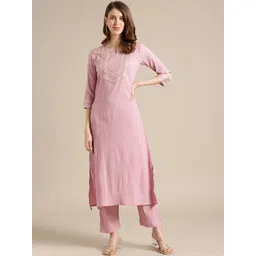Varanga Women Pink Yoke Design Gotta Patti Crepe Kurta-picture-34