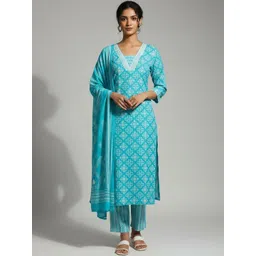Varanga Women Printed Regular Kurta with Trousers & With Dupatta-picture-12