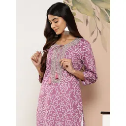 Varanga Women Purple & Silver-Toned Bandhani Printed Gotta Patti Pastels Kurta-picture-19