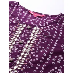Varanga Women Purple & White Bandhani Printed Kurta image 2