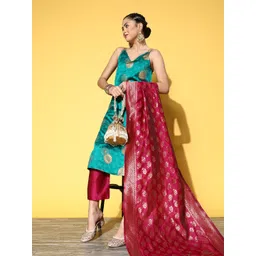 Varanga Women Solid Art Silk Brocade Kurta Set-picture-22