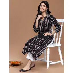 Varanga Women Striped Daily Cotton Straight Kurta image 3