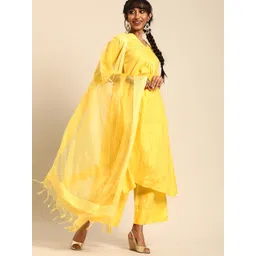 Varanga Women Yellow Solid Kurta with Palazzos & Dupatta-picture-22