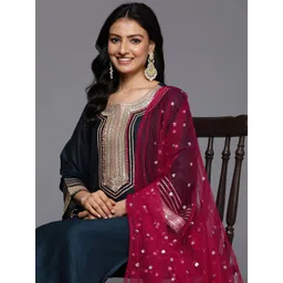 Varanga Yoke Design Sequinned Kurta with Palazzos & With Dupatta-picture-27