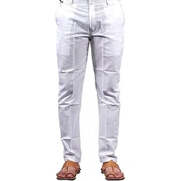 varbandhan Men's Cotton Silk Straight Fit Pant – Plain White Bottom for Festive, Wedding & Casual Outfits-picture-22