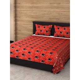 Varde Multicoloured Ethnic Motifs 120 TC King Bedsheet with 2 Pillow Covers-picture-41