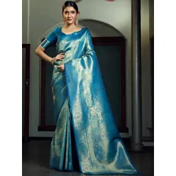 Vardha Blue Woven Saree With Unstitched Blouse-picture-23