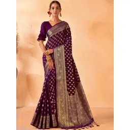 Vardha Purple Woven Saree With Unstitched Blouse-picture-11