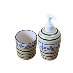 vareesha Blue Leaf Multicolour Ceramic (Set of 2) Bath Accessory Set image 3