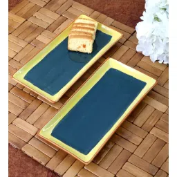 Green & Yellow 10 Inch (Set of 2) Ceramic Appetizer Platter by VarEesha-picture-14