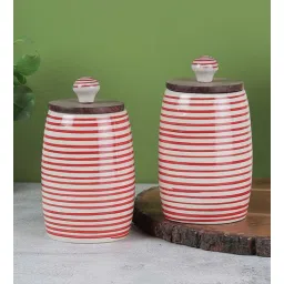 Parikrama Red Spiral 450ml (Set of 2) Ceramic Storage Jar by Vareesha-picture-20