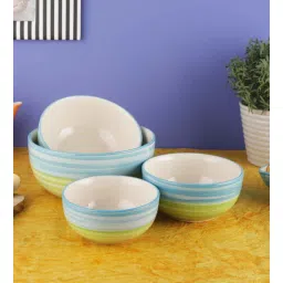 vareesha Ananda Blue Green Ceramic Serving Bowls (Set of 4)-picture-21