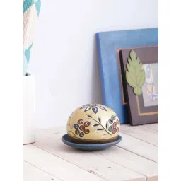 VarEesha Earthen Sparkle Golden & Blue Terracotta Lantern Lamp Tea Light With Plate-picture-28