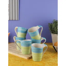 VarEesha Green & Blue 6-Pieces Solid Ceramic Mugs Set-picture-33