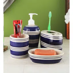 vareesha Indigo Blue Ceramic (Set of 4) Bath Accessory Set-picture-40