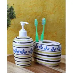 vareesha Leaf Print Ceramic Bathroom Accessories Set-picture-42