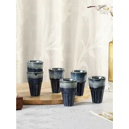 VarEesha Leher Inky Blue 6 Pcs Textured Ceramic Glossy Kulladhs 130 ml Each-picture-29