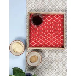 VarEesha Moroccan Mango Wood 10 Inch Square Tray - Set of 1-picture-12