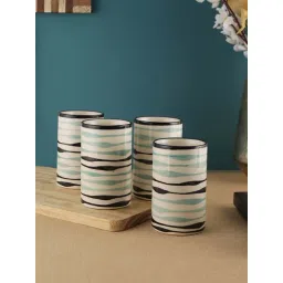 VarEesha Mugdhaa Off White Ceramic Tumblers (200 ml) - Set of 4-picture-34