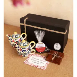 vareesha Multicolor Ceramic Mug & Coaster Handpainted Gift Box Set of 5-picture-40