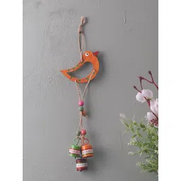 VarEesha Orange & Green "Tinkle Bells" Sparrow Wall Hanging Bell Wind chime-picture-17
