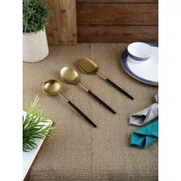 VarEesha Radiant Silver & Black Stainless Steel Serving Spoon - Set of 3-picture-17