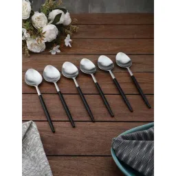 VarEesha Radiant Silver & Black Stainless Steel Spoons - Set of 6-picture-12