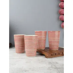 VarEesha Red Ceramic Drinking Glasses - Set of 4-picture-24