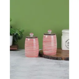 VarEesha Red Ceramic Small Dholak Jars - Set of 2-picture-12