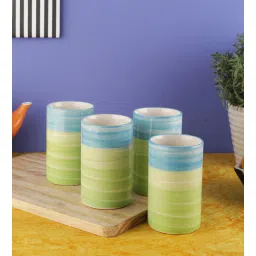 vareesha (Set of 4) 200ml Ceramic Green & Blue Everyday Glass-picture-17