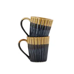 VarEesha The Mug Shot Navy & Brown Ceramic Coffee Mug (0.325 L) - Set of 2 image 2