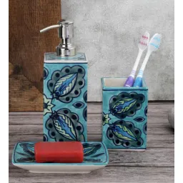 vareesha Vrinda Green Ceramic (Set of 3) Bath Accessory Set-picture-32