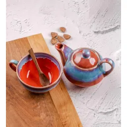 vareesha Zafran Red Studio Pottery Ceramic Teapot with Cup-picture-29