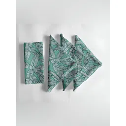 Vargottam 12-Pcs Sea Green & White Printed Cotton Table Napkins-picture-25