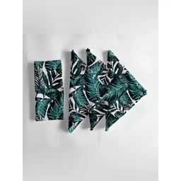 Vargottam 12-Pcs White & Teal Green Printed Cotton Table Napkins-picture-40
