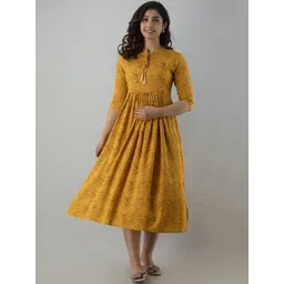 VARICOS Women Geometric Striped Flared Sleeves Thread Work Maternity Anarkali Kurta-picture-31