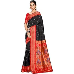 varkala silk sarees Women's Paithani Soft Silk Kadiyal Maharani Saree With Blouse Piece-picture-36