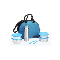 Varmora Blue Stainless Steel Mini Lunch Box - Set of 5-picture-20