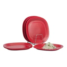 Varmora Plastic Square Dinner Plate-BPA Free | Microwave Safe| Great For Outdoor picnics | Best for Occasions & Quick Meals ( Set of 6 |Maroon)-picture-29