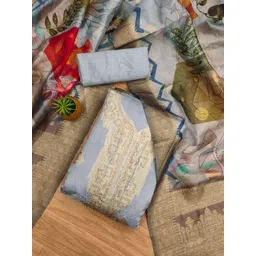 VARNI FABRICS Embroidered Art Silk Unstitched Dress Material-picture-38