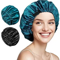 vartin Sea Blue, Black Bonnet Hair Double Layer Reversible for Women (Pack Of 1)-picture-16