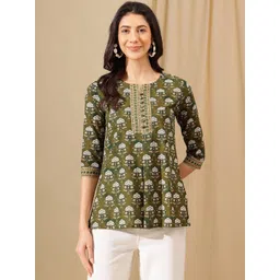 Varun Handicraft Floral Print Ethnic Cotton Top-picture-36