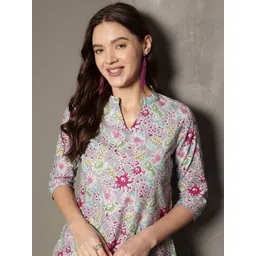 Varun Handicraft Floral Print Mandarin Collar Cotton Top-picture-17
