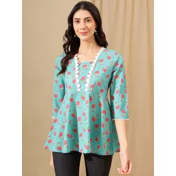 Varun Handicraft Floral Print Ruffles Cotton Peplum Top-picture-18