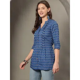 Varun Handicraft Print Mandarin Collar Ethnic Cotton Top-picture-38