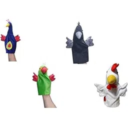 Birds Story Telling Educational Hand Puppet Crow Parrot Peacock Hen for Kids(Set of 4)-image-1