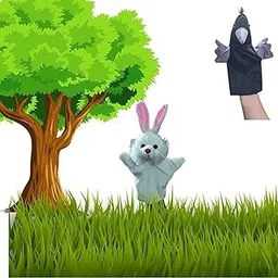 Varush Birds & Animal Hand Puppet Story Telling Educational Hand Puppet Crow & Rabbit for Kids (Set of 2)-image-0