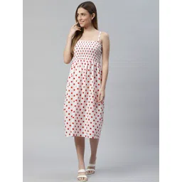 VARUSHKA White & Red Crepe Midi Dress-picture-27